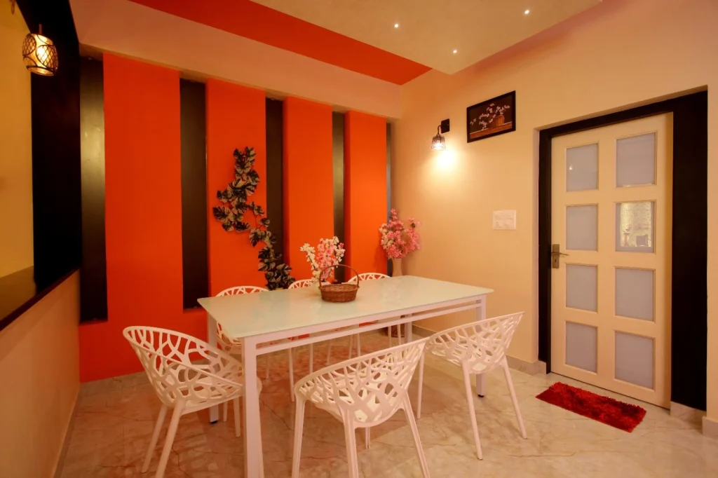 Dining table set for six